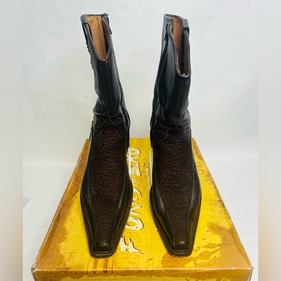 Men’s Forastero Brown Leather Western Boots Side Zip Sz 10 Preowned Super Clean! - Picture 3 of 11